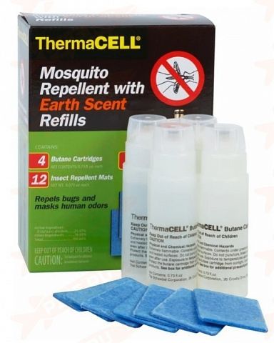 Набор антимоскитный THERMACELL с запахом прелой листвы (4 газ.картридж + 12 пластин)