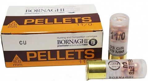 Патроны BORNAGHI 12/70 PELLETS 11/0 CU картечь 8,6мм 33г. (10 шт.)