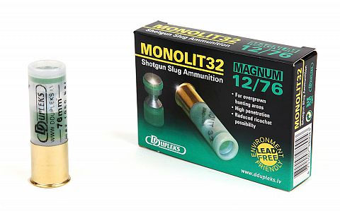 Патрон DDUPLEKS 12/76 пуля MONOLIT 32г. (5 шт.)