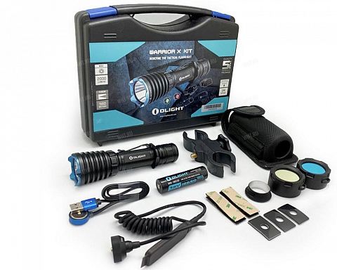 Комплект охотника OLIGHT Warrior-X Kit (кронштейн, вынос. кнопка, светофильтры, зарядка, чехол)
