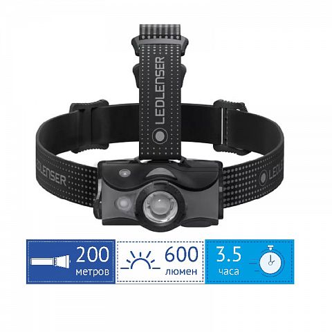 Аккумуляторный налобный фонарь LED LENSER MH7 черно-серый